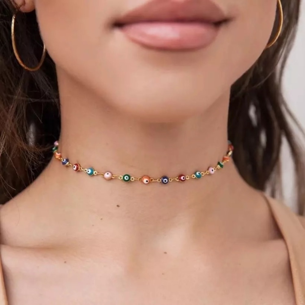 Spiritual Evil Eye Multicolor Choker Necklace - Picture 8 of 8